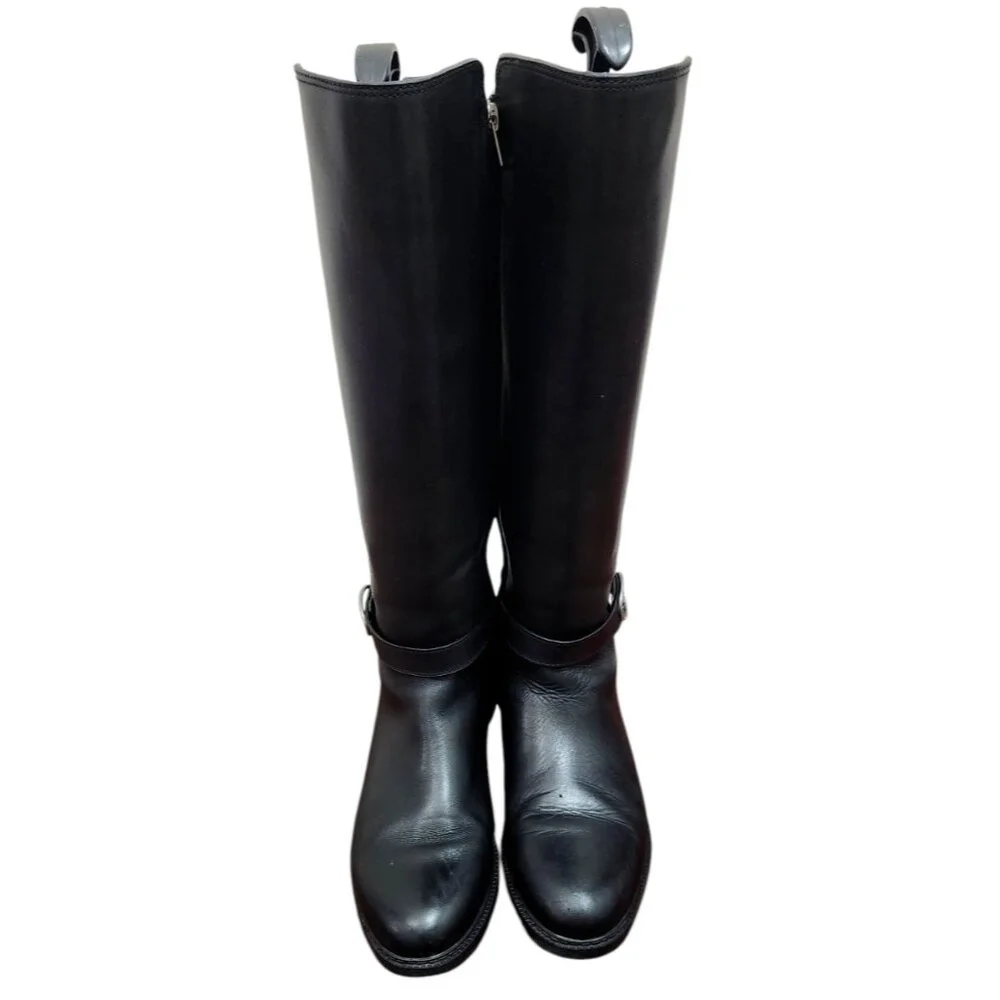 Women's COACH Black Walnut LEATHER Horse Carriage Equestrian Riding Knee Boots